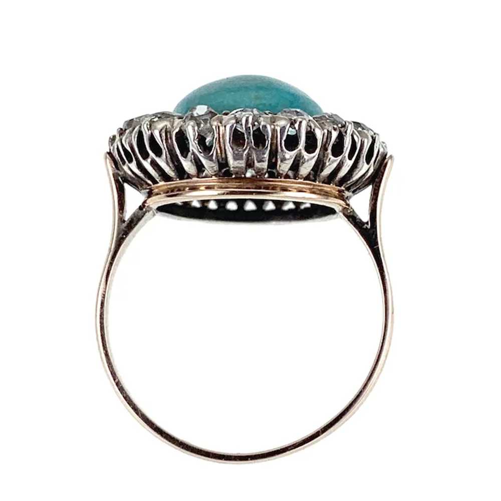 Antique Victorian 14K, Diamond & Turquoise Ring - image 4