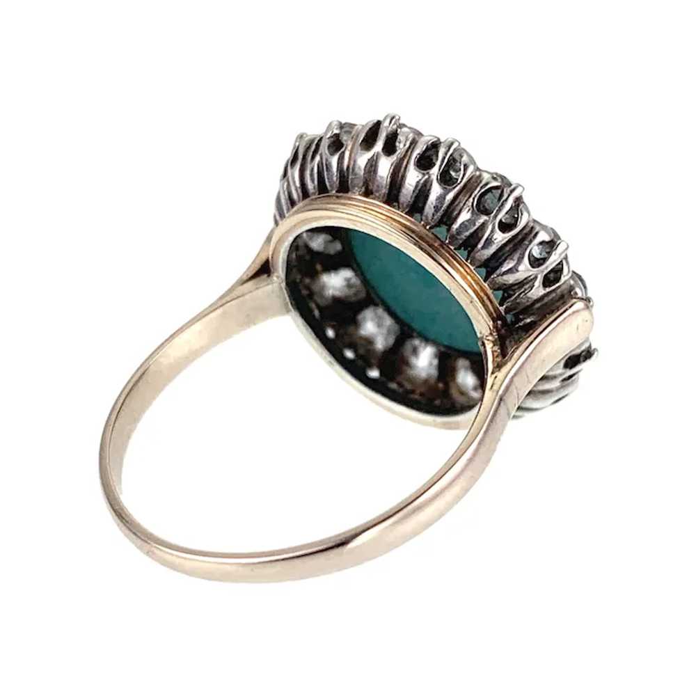 Antique Victorian 14K, Diamond & Turquoise Ring - image 5