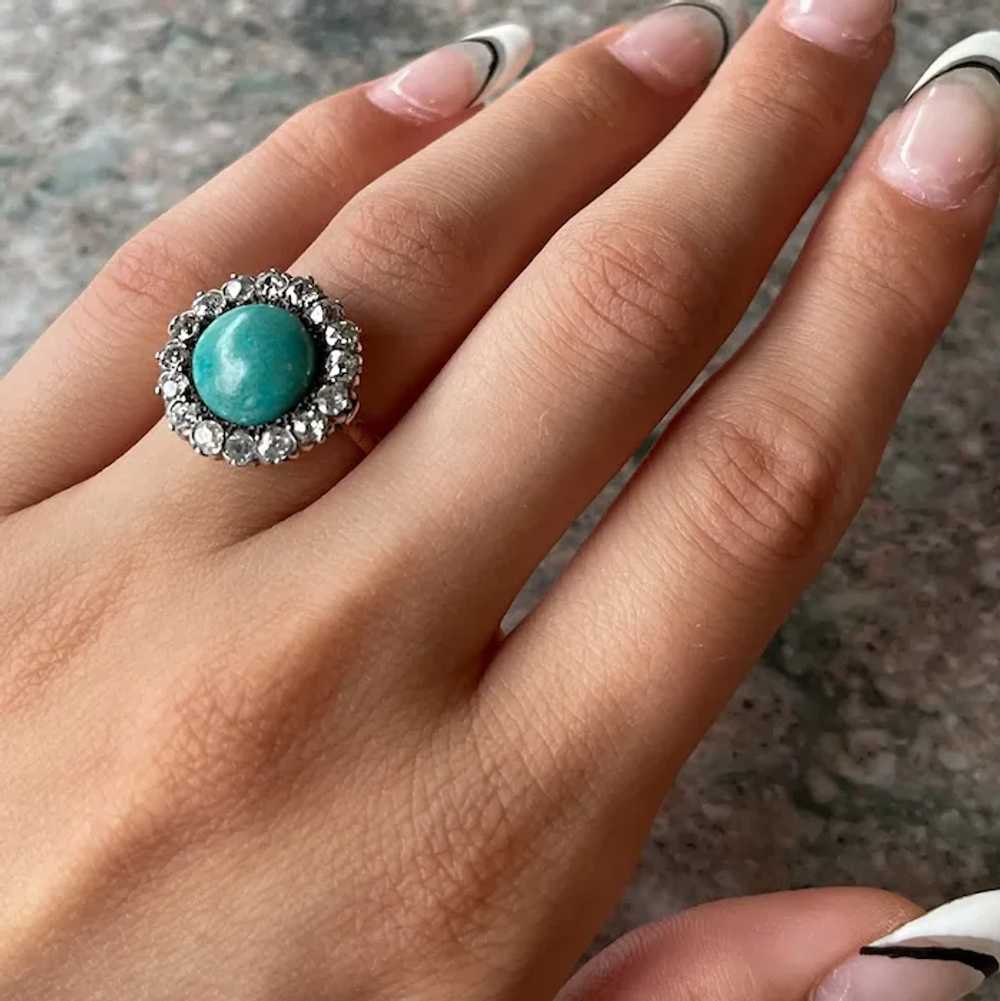 Antique Victorian 14K, Diamond & Turquoise Ring - image 6