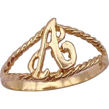 Letter A Initial Ring 14K Gold