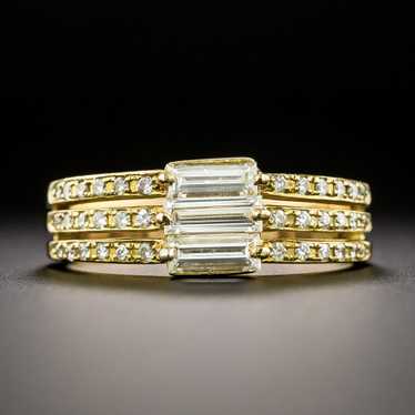 Estate Triple-Baguette Diamond Ring - image 1