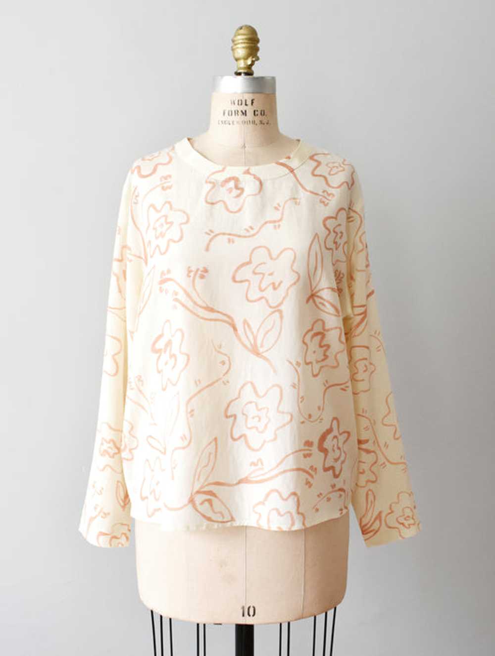 hand-painted vintage silk shirt | fleurs - image 3