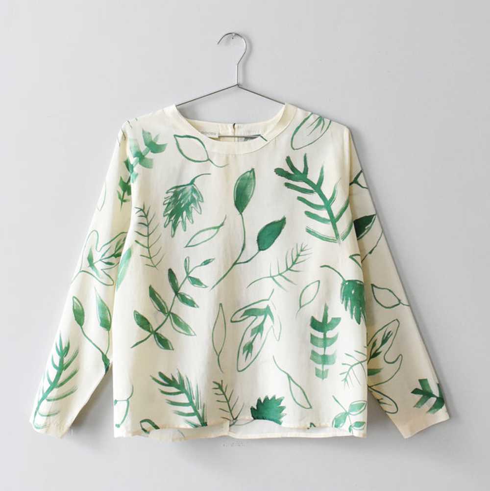 hand-painted vintage silk shirt | greenery - image 1