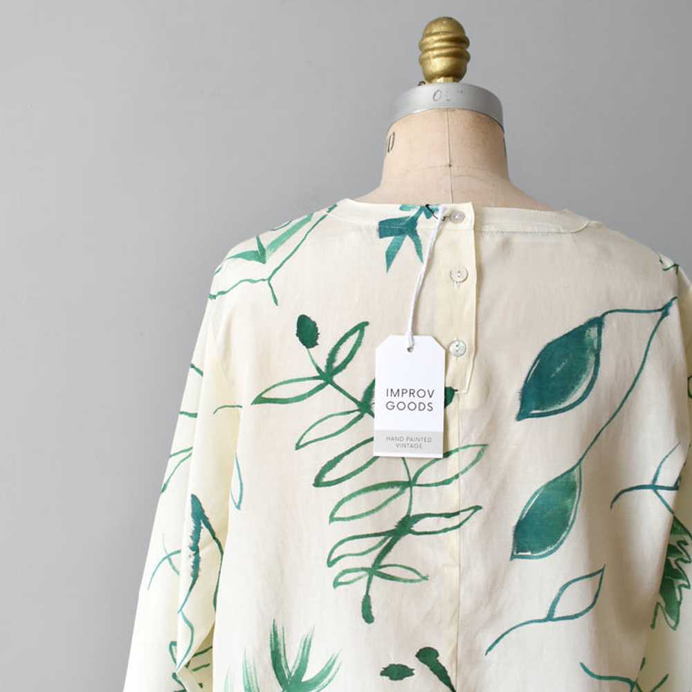 hand-painted vintage silk shirt | greenery - image 2