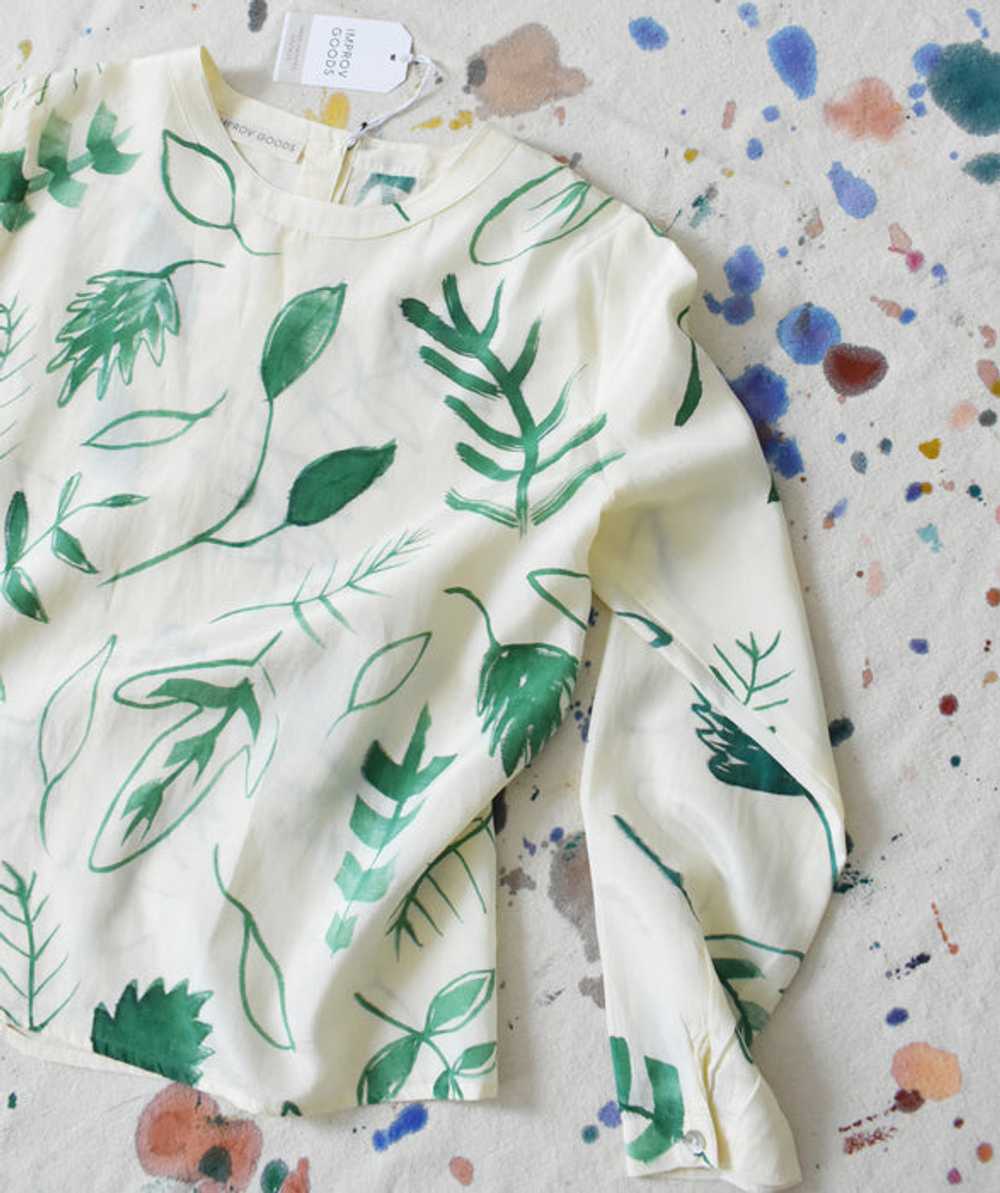 hand-painted vintage silk shirt | greenery - image 4