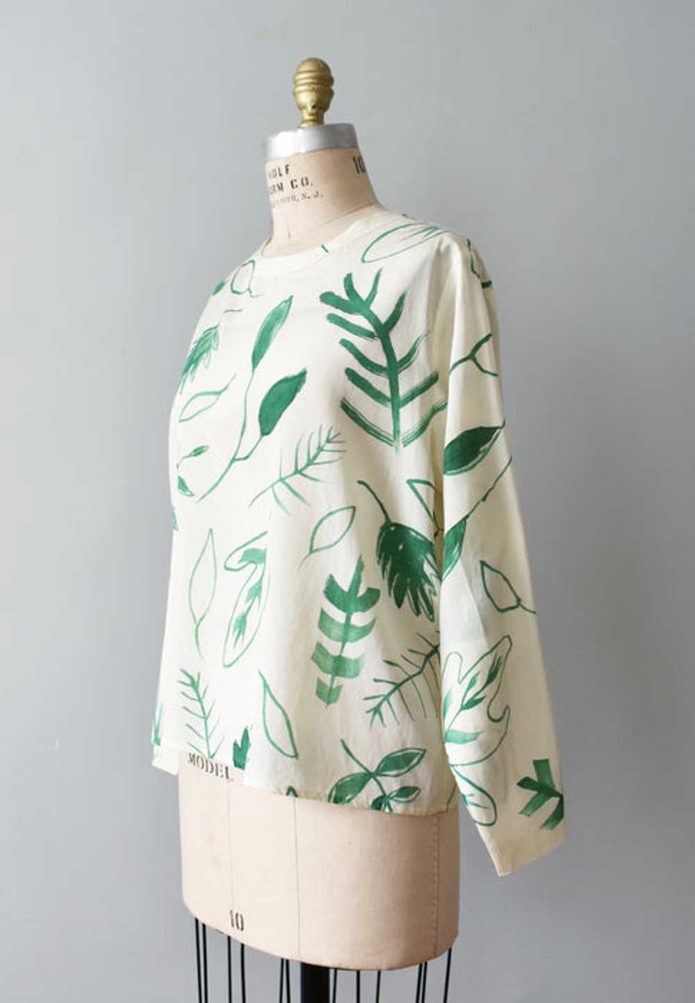 hand-painted vintage silk shirt | greenery - image 5