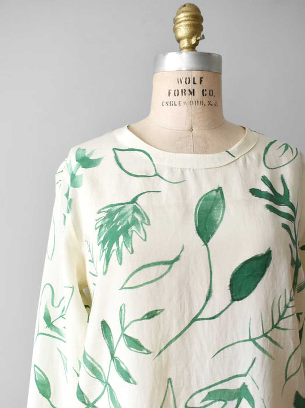 hand-painted vintage silk shirt | greenery - image 6