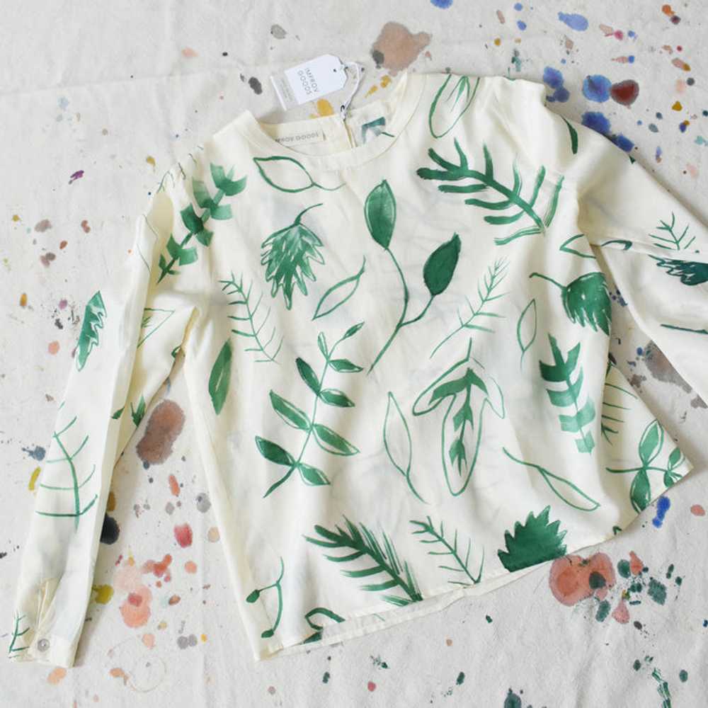 hand-painted vintage silk shirt | greenery - image 7