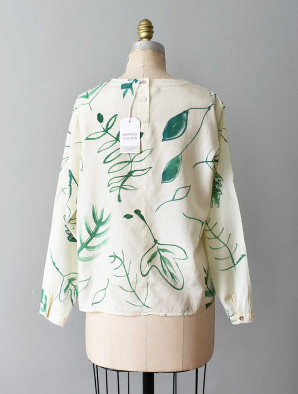 hand-painted vintage silk shirt | greenery - image 9