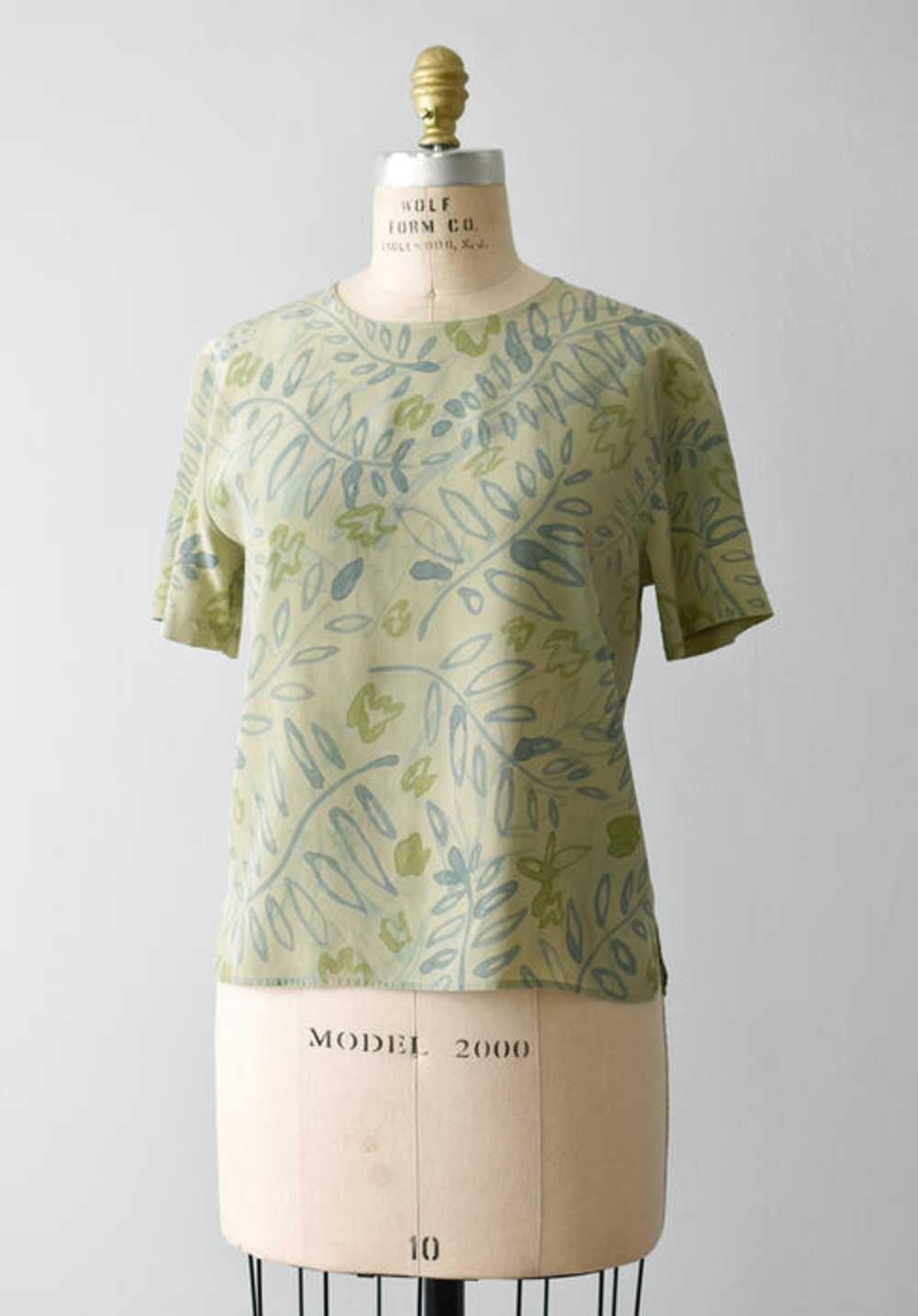 hand-painted vintage silk shirt | ivy - image 4