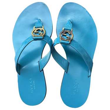 Gucci Double G leather flip flops - image 1