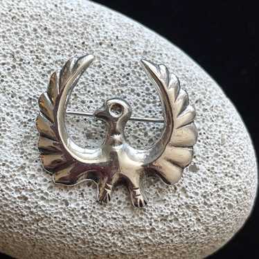 Vintage Sterling Silver Southwestern Bird Brooch,… - image 1