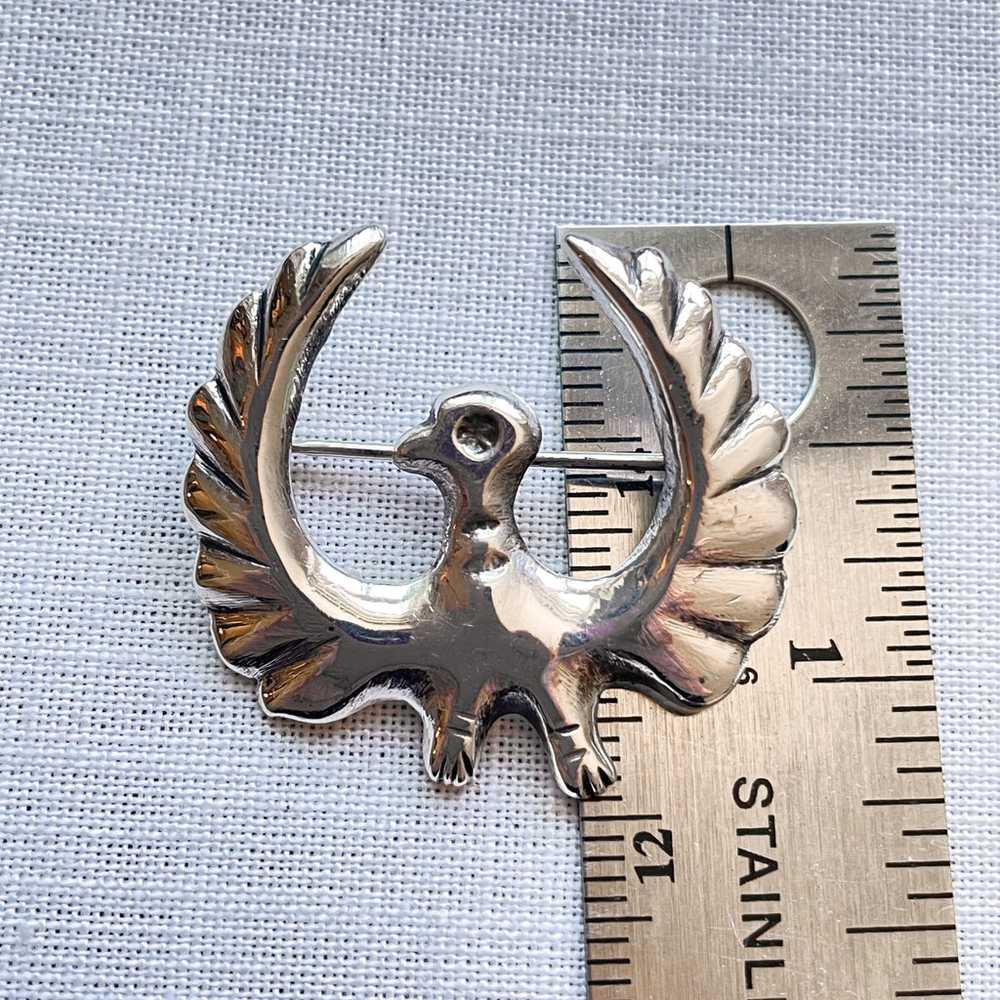 Vintage Sterling Silver Southwestern Bird Brooch,… - image 5