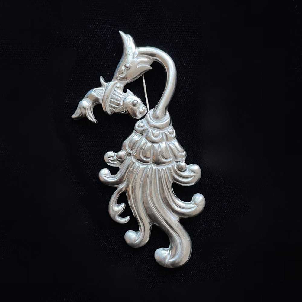 Vintage Los Castillo 'Maya Bird' Brooch, Sterling… - image 1