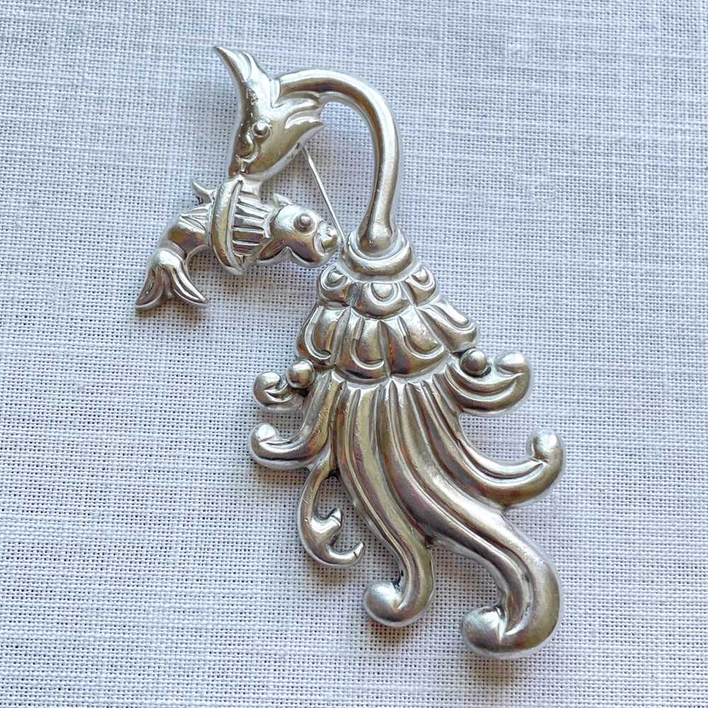 Vintage Los Castillo 'Maya Bird' Brooch, Sterling… - image 5