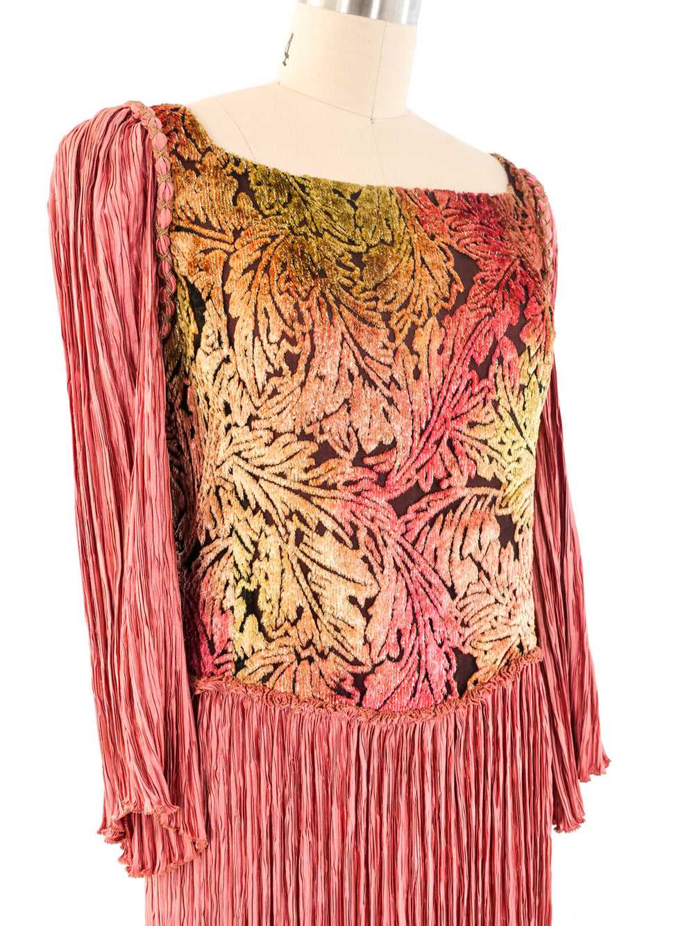 Mary McFadden Flocked Velvet Plisse Dress - image 2