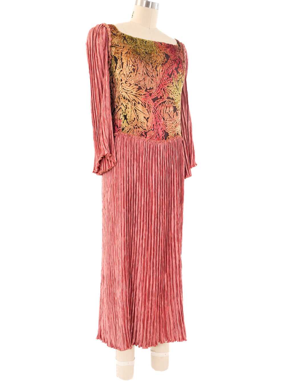 Mary McFadden Flocked Velvet Plisse Dress - image 3