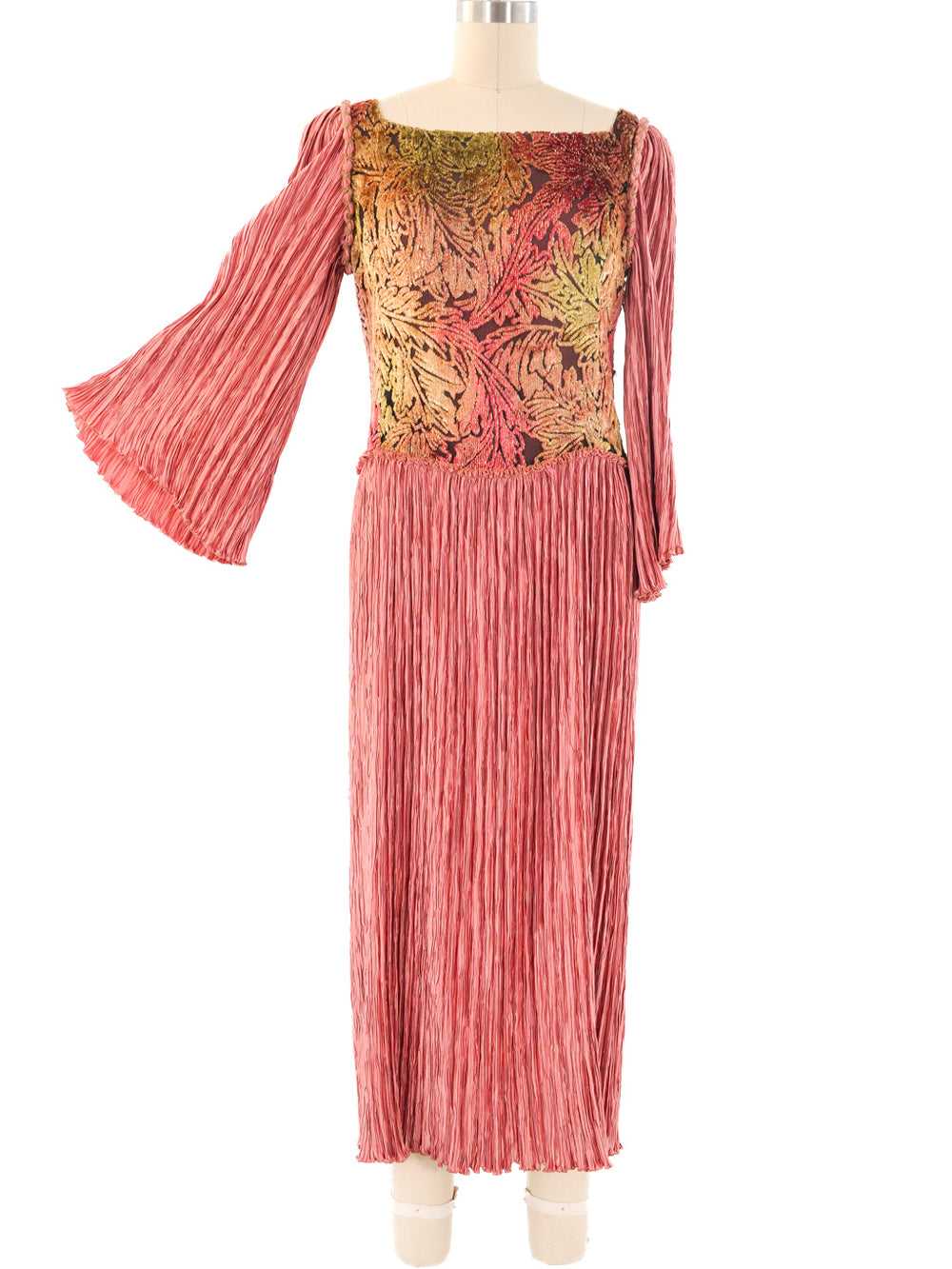 Mary McFadden Flocked Velvet Plisse Dress - image 4