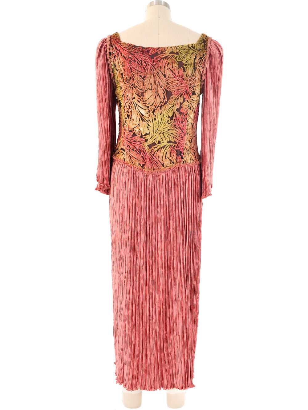 Mary McFadden Flocked Velvet Plisse Dress - image 5