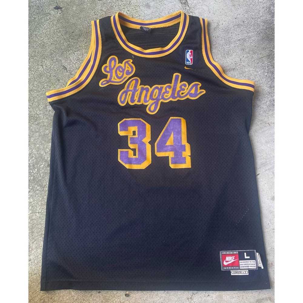 LOS ANGELES LAKERS VINTAGE 2000's RETRO TEAM NIKE WARM-UP JERSEY