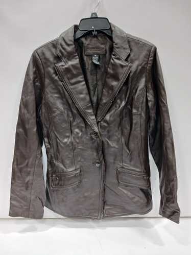 Jaclyn Smith Women's Button Down Brown Leather Ja… - image 1