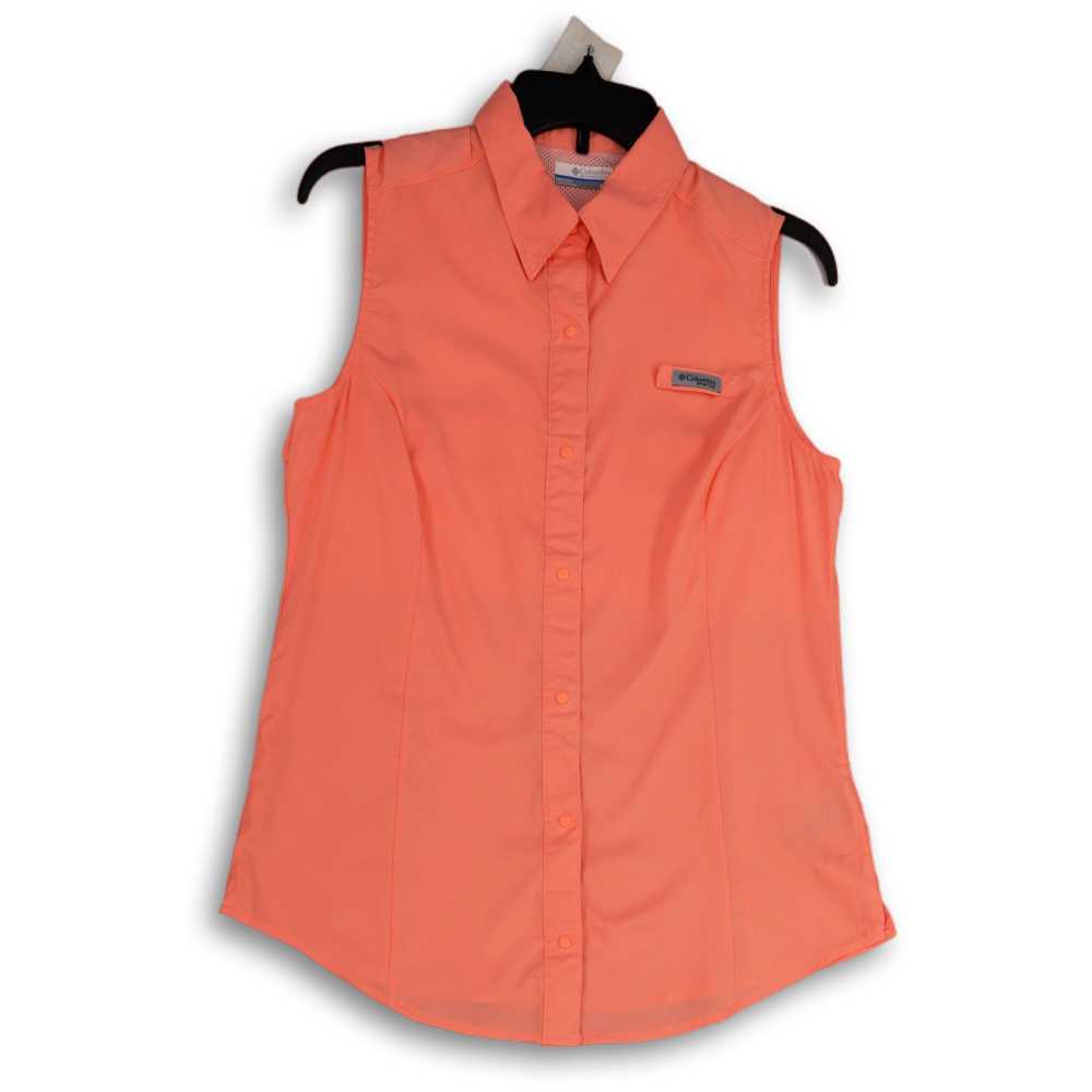 Columbia Womens Orange Pointed Collar Sleeveless … - image 1