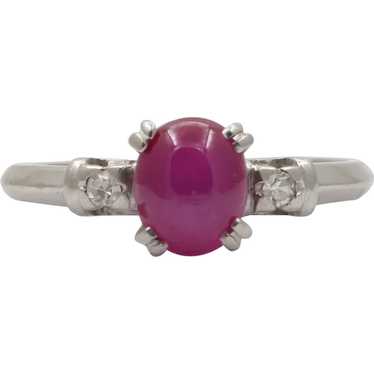 Star Ruby Rose Cut Succulent Blossom Ring, Sterling Silver