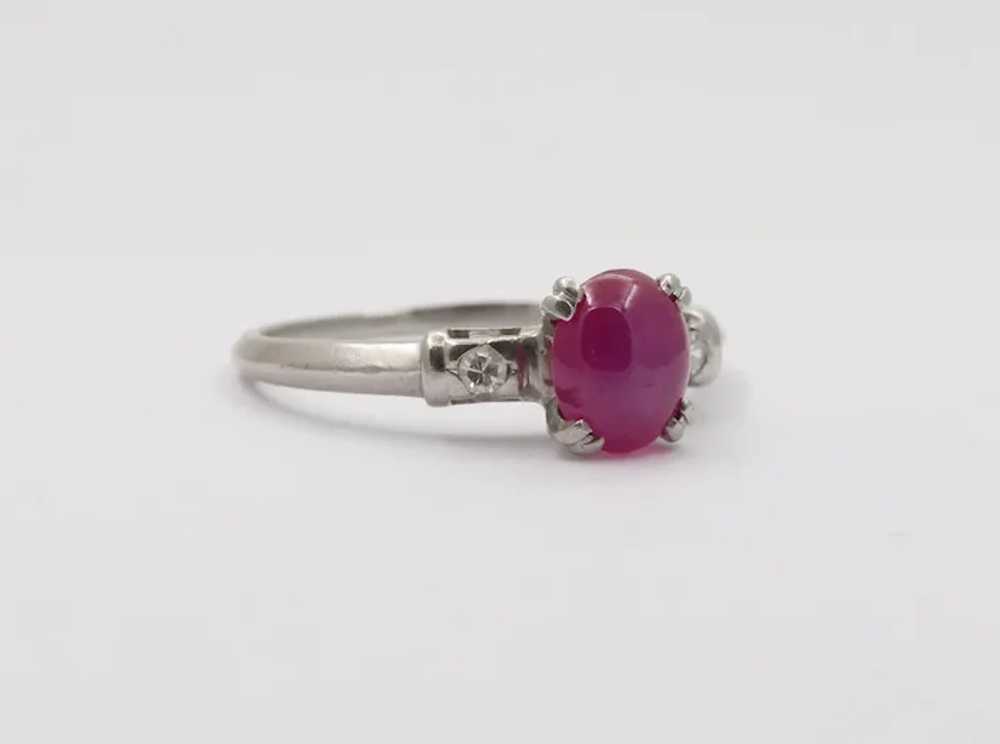 Vintage Platinum Star Ruby & Diamond Ring, Engage… - image 3