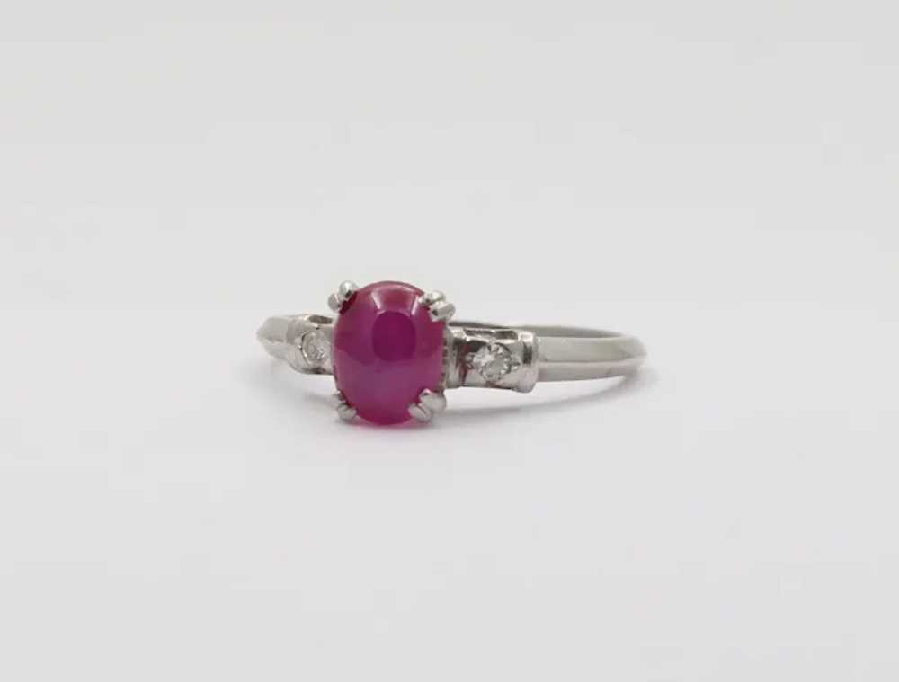 Vintage Platinum Star Ruby & Diamond Ring, Engage… - image 4