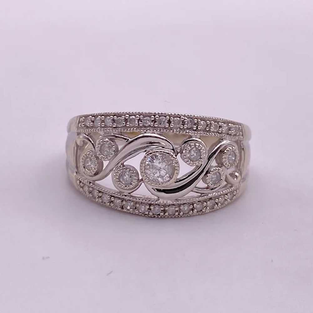 Wide Ornate Diamond Band Ring .50 Carat TW 14K Wh… - image 2