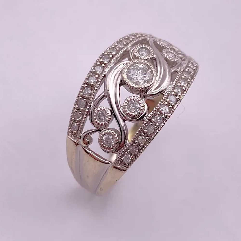 Wide Ornate Diamond Band Ring .50 Carat TW 14K Wh… - image 3