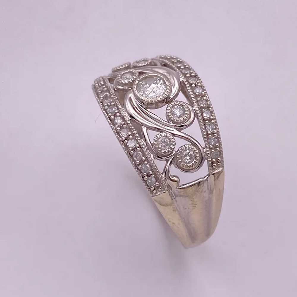 Wide Ornate Diamond Band Ring .50 Carat TW 14K Wh… - image 7