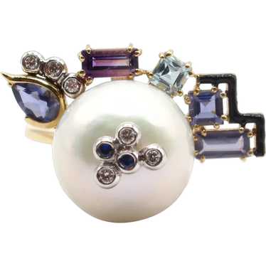 Designer Katerina Marmagioli Anemone Pearl 14k Rin