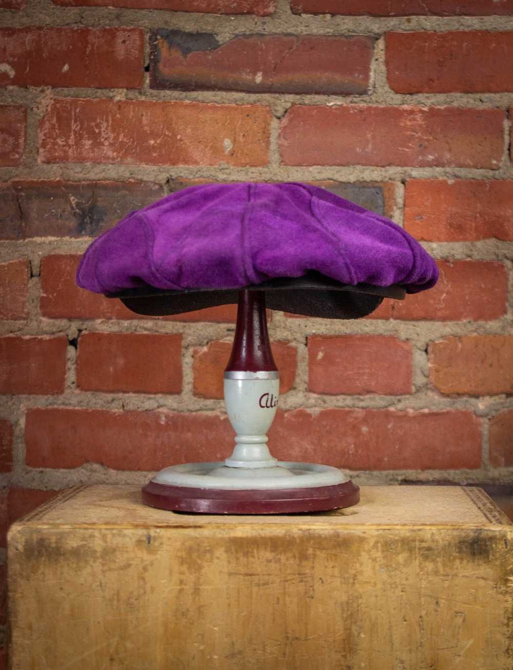 Vintage Vintage Purple Suede Biker Hat 70s Small - image 4