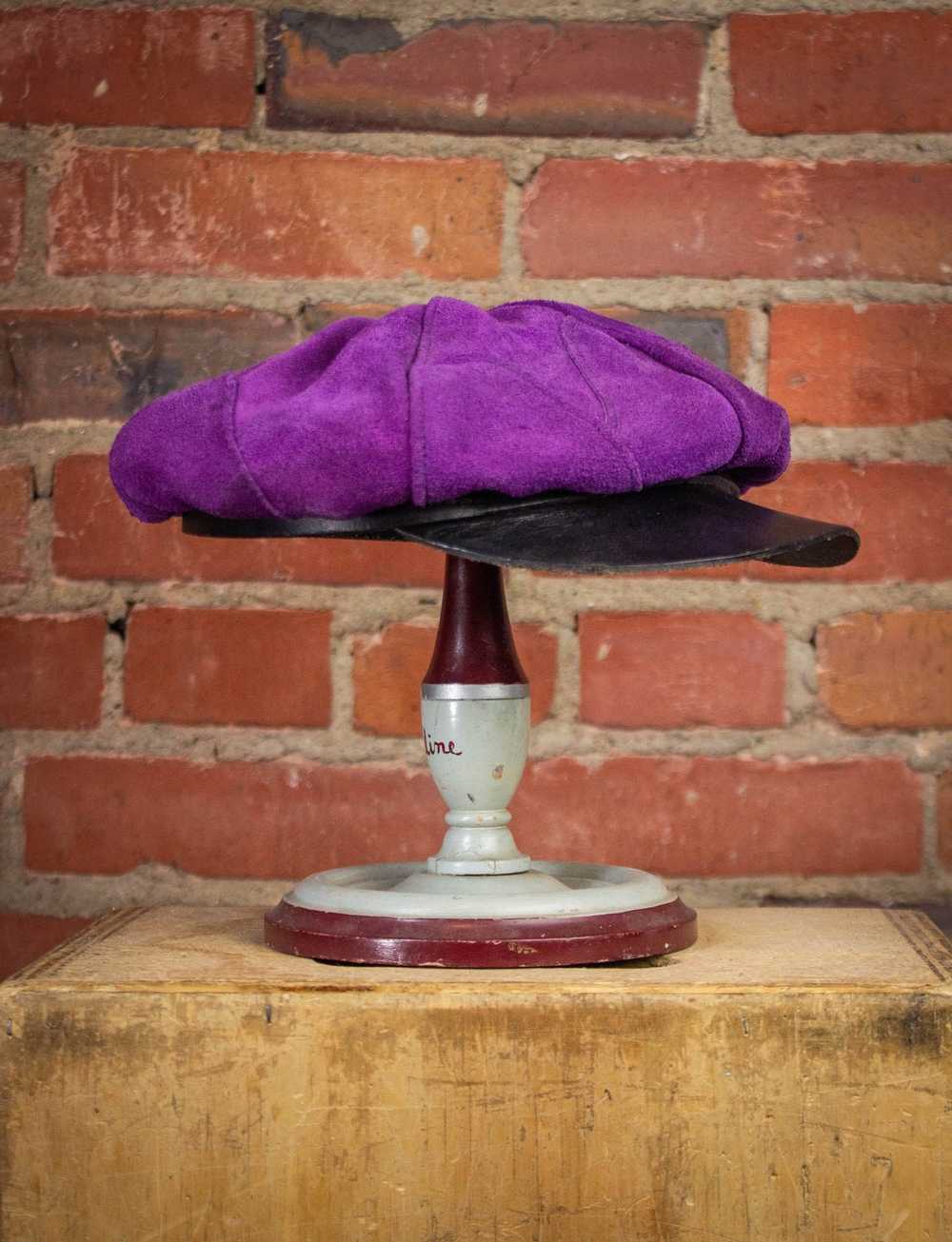 Vintage Vintage Purple Suede Biker Hat 70s Small - image 5