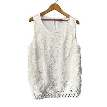 Merona Merona Sleeveless Top Floral Ivory Crochet 