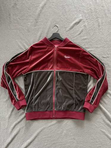 Supreme Grid Taping Velour Jacket Red - Novelship