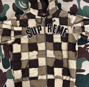 Supreme Faux Suede Patchwork Hooded Jacket Tan