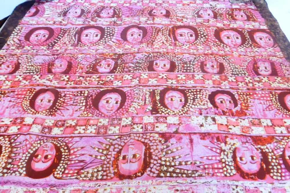 Hand Woven Silk ‘FACES’ Ethiopia Scarf 35 In - image 2