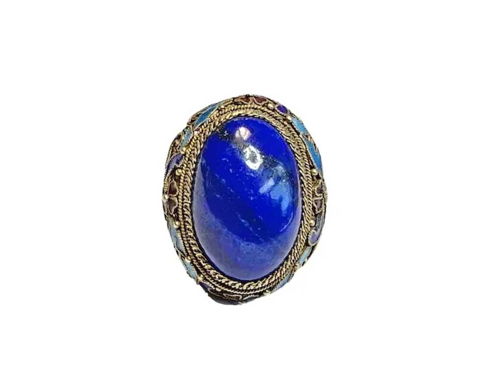 Lapis Lazuli Chinese Export Ring: Vintage Eleganc… - image 2