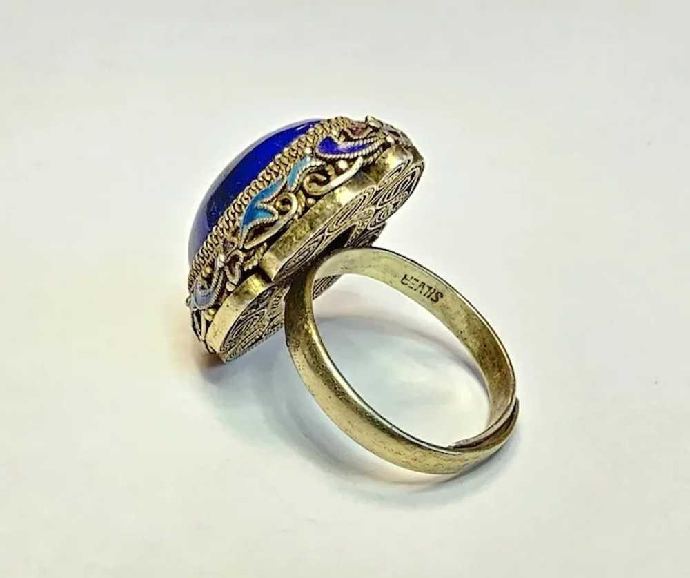 Lapis Lazuli Chinese Export Ring: Vintage Eleganc… - image 3