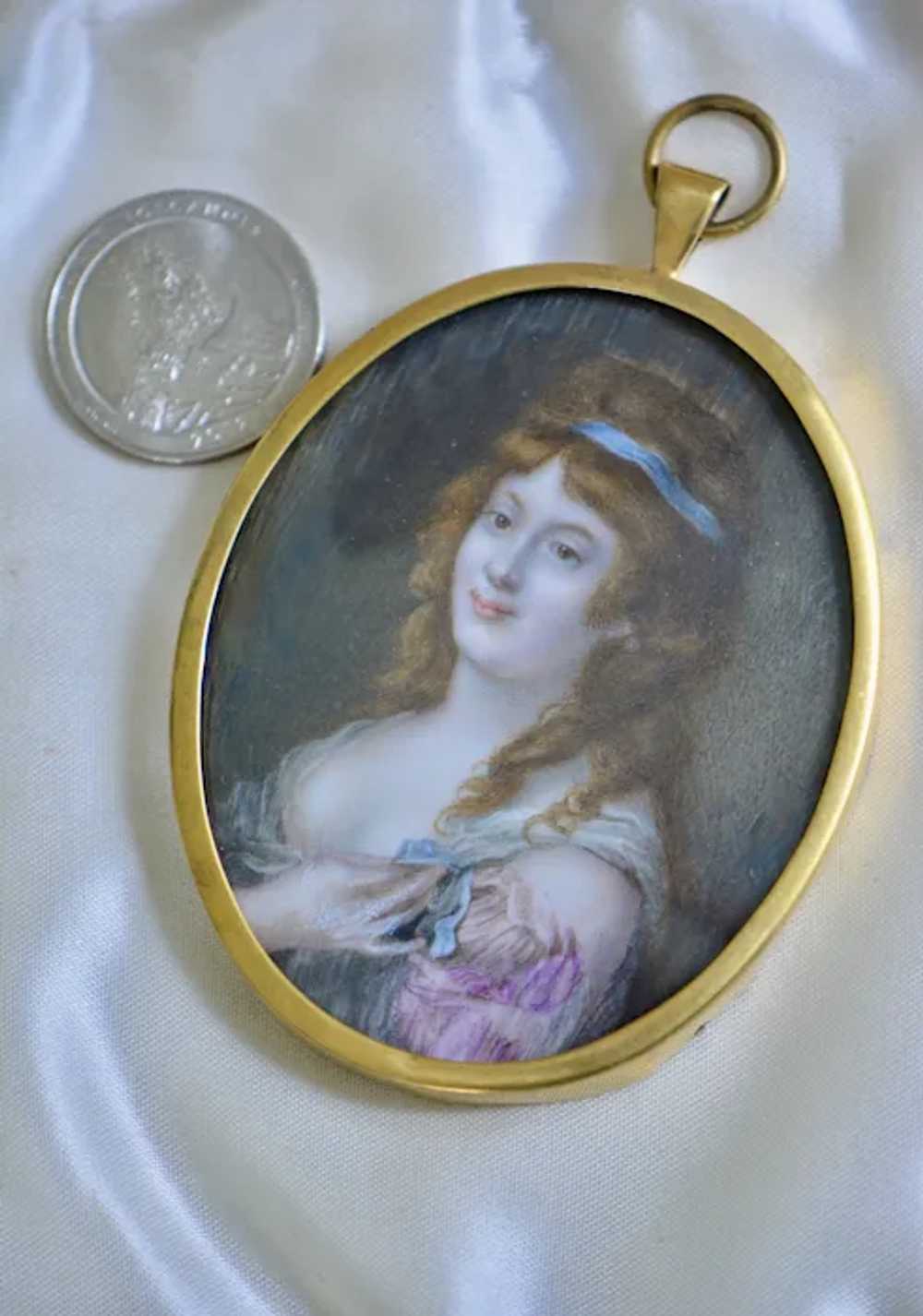 Victorian Miniature Portrait Pendant - image 5