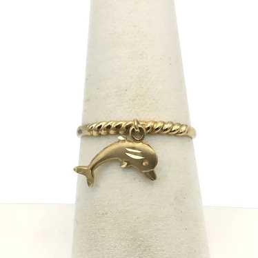 10K Dolphin Charm Ring - image 1