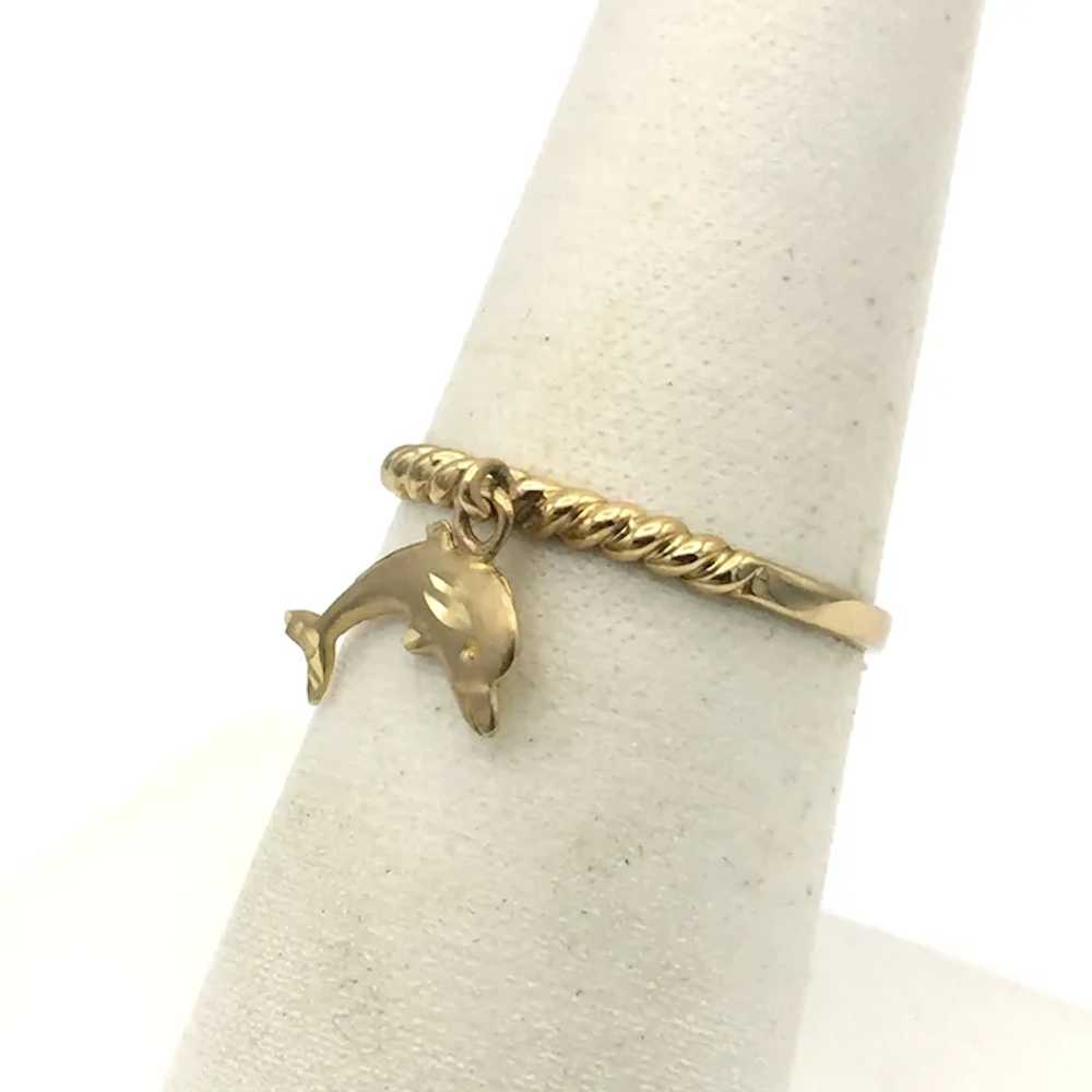 10K Dolphin Charm Ring - image 2