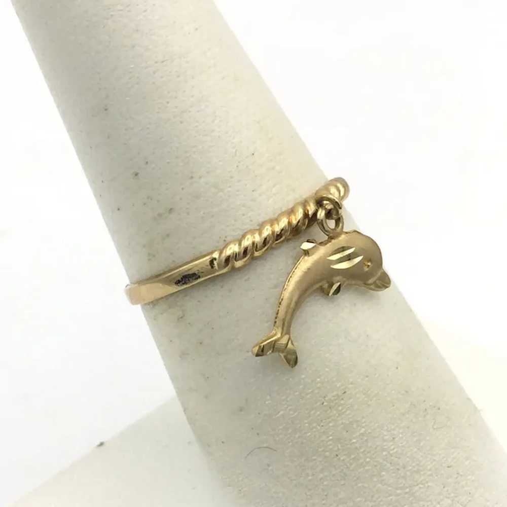 10K Dolphin Charm Ring - image 3