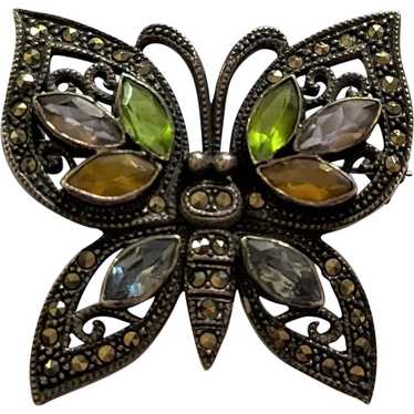 Sterling Silver Marcasite Butterfly Pin - image 1