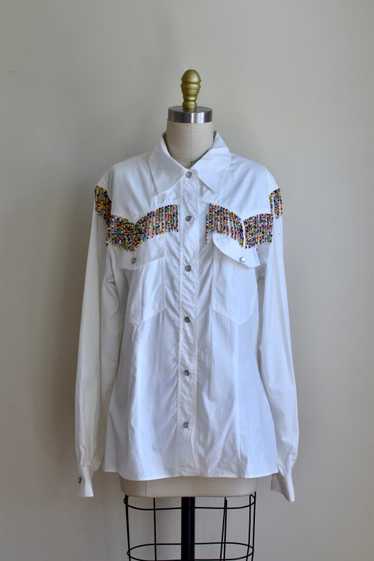1990’s | Moschino Jeans | Beaded Fringe Button Dow