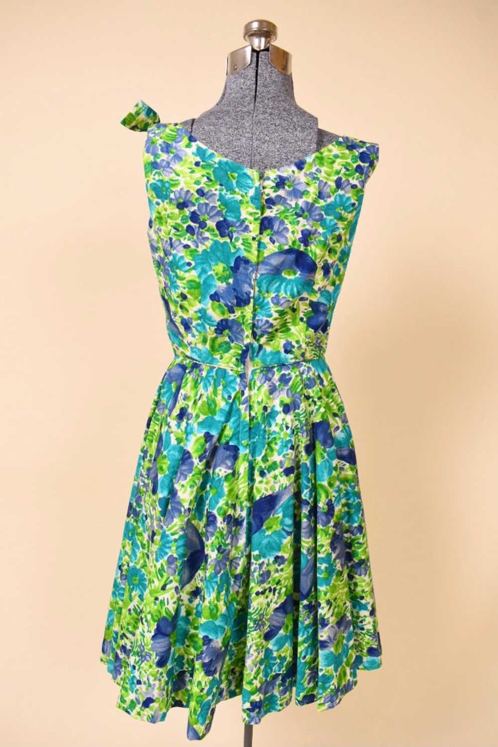 Green Floral Day Dress w/ Bow By Jay Herbert, S - image 3