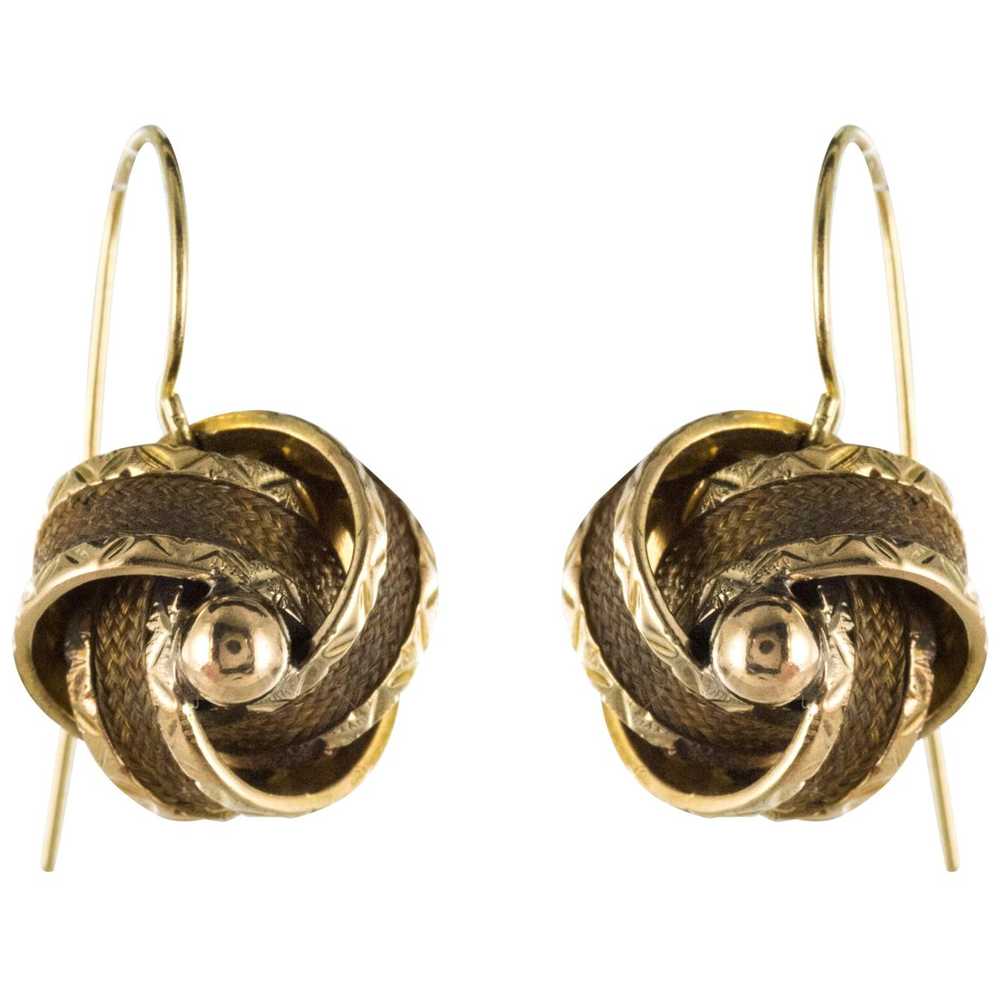 19th Century Golden Bows Hair Drop Earrings - image 1