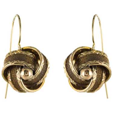 19th Century Golden Bows Hair Drop Earrings - image 1